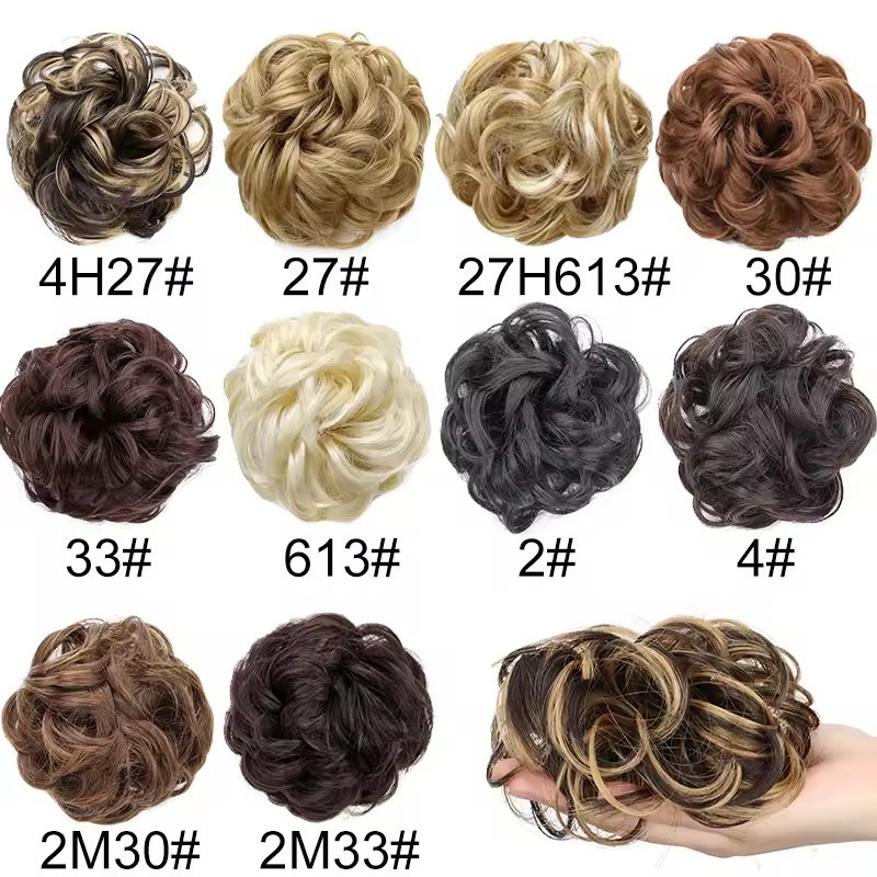Synthetic Messy Bun Chignon Donut Blonde Brown Color Hair Bun Elastic Hair Rope Rubber Band Hair Extensions for Women
