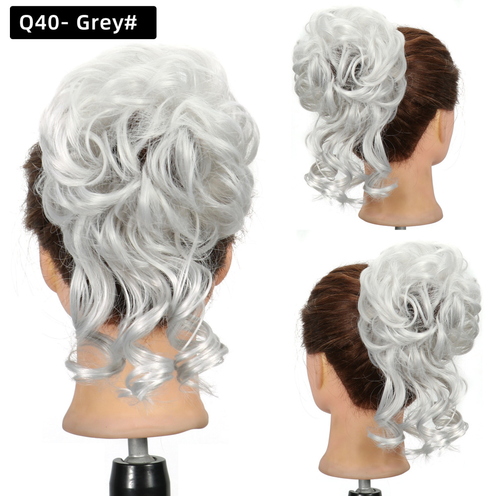 Synthetic Messy Hairpiece Bun for Women Wave Chignon Ponytail Hair Extension Elastic Rubber Band Updo Fiber Scrunchies
