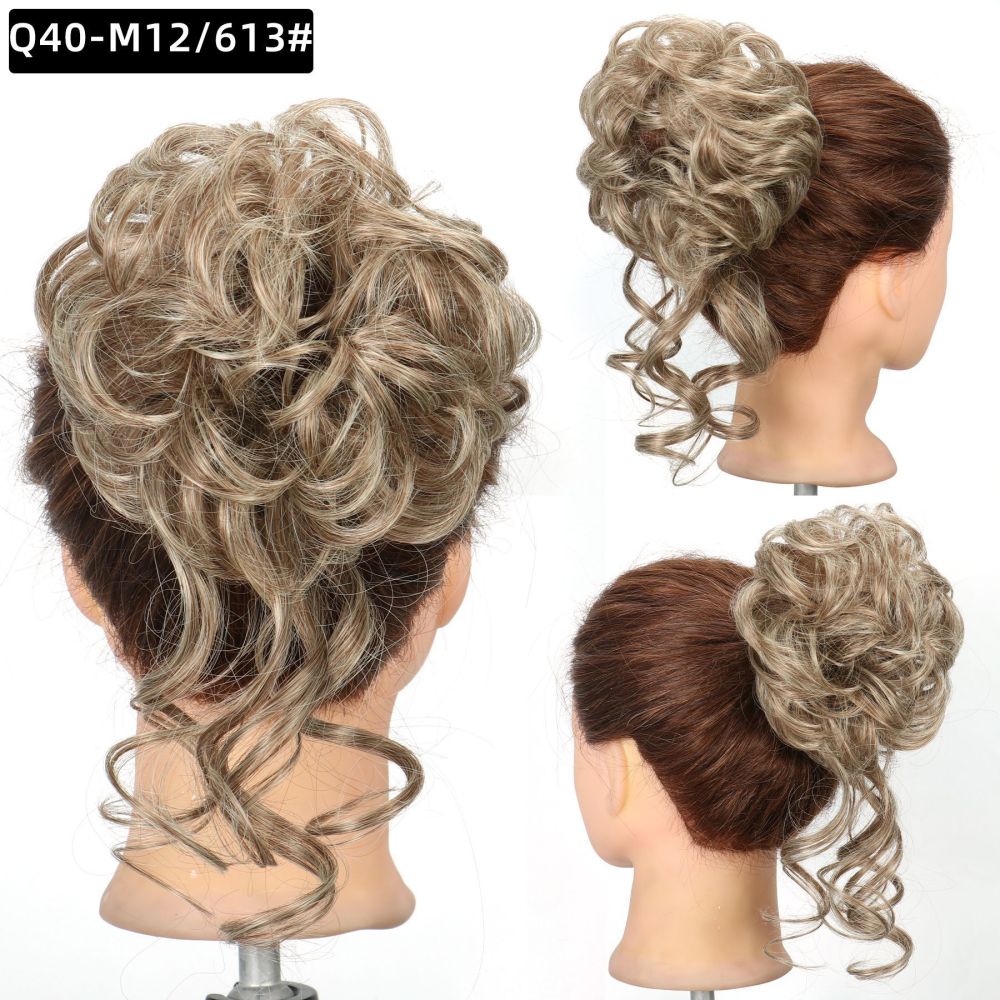 Synthetic Messy Hairpiece Bun for Women Wave Chignon Ponytail Hair Extension Elastic Rubber Band Updo Fiber Scrunchies