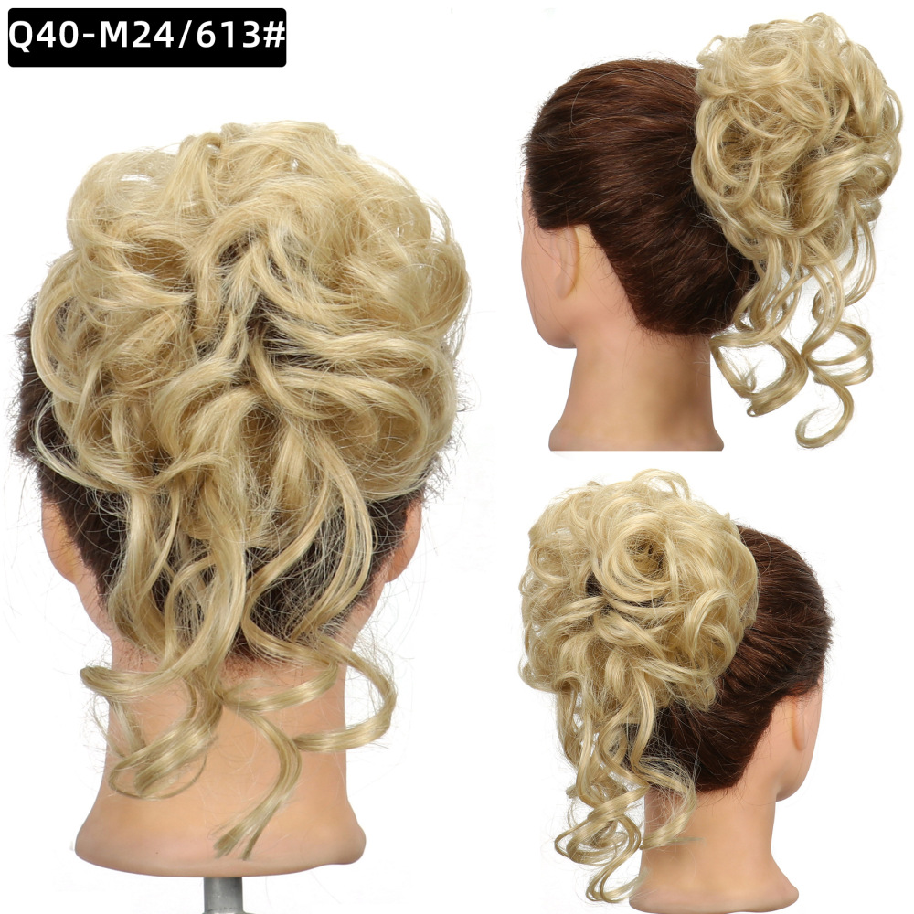 Synthetic Messy Hairpiece Bun for Women Wave Chignon Ponytail Hair Extension Elastic Rubber Band Updo Fiber Scrunchies