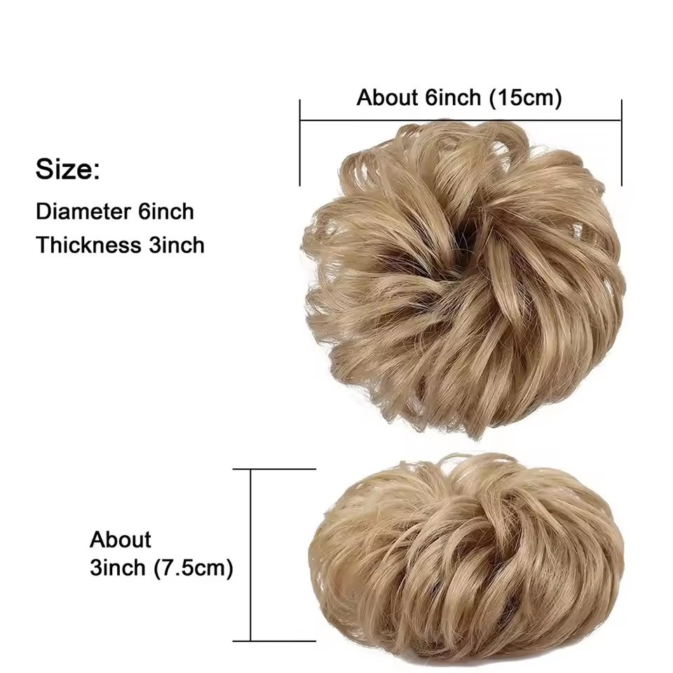 Synthetic Messy Bun Chignon Donut Blonde Brown Color Hair Bun Elastic Hair Rope Rubber Band Hair Extensions for Women