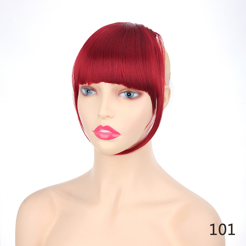 Synthetic Bangs Hair Clip In Extensions Natural Fringe Bangs Clip In Front Neat Flat Bang One Piece Straight Hairpiece For Women
