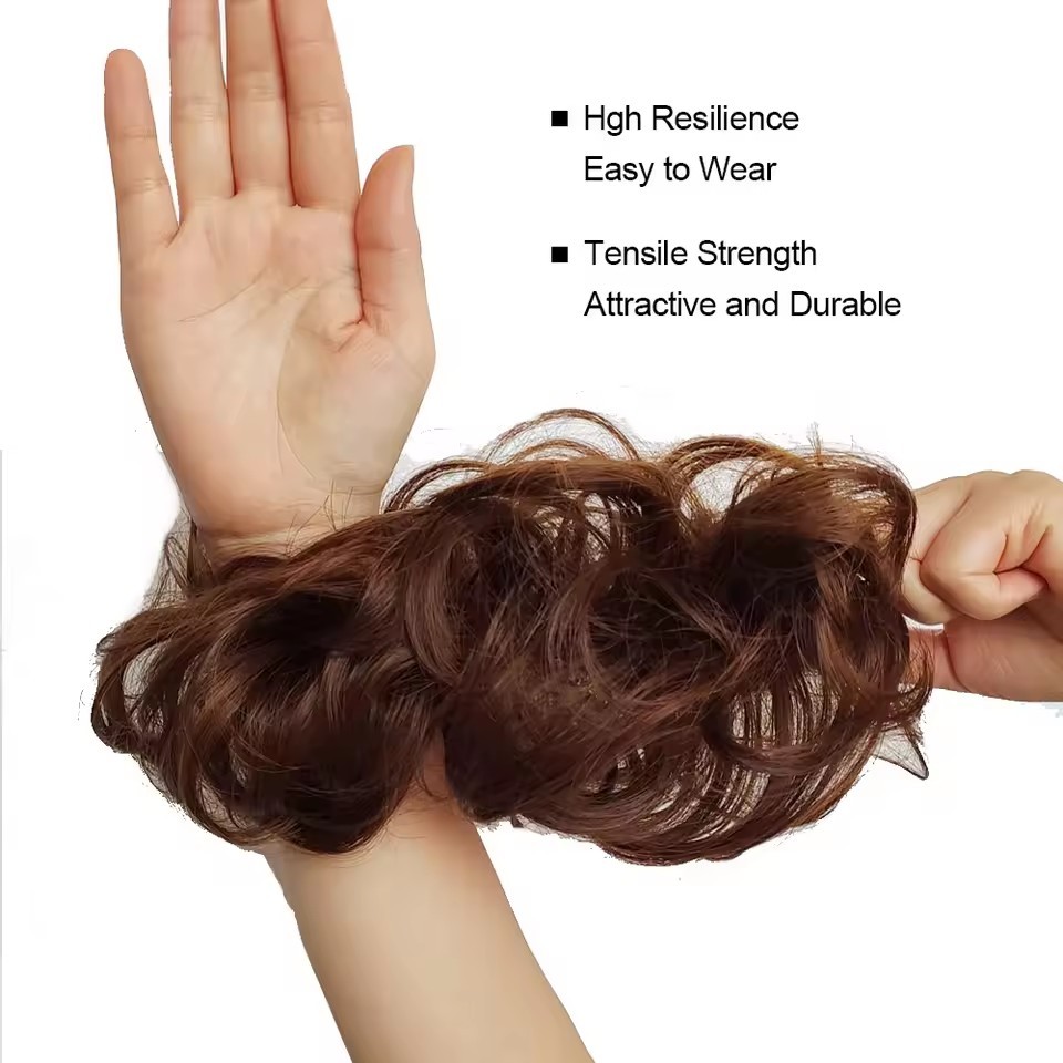 Synthetic Messy Bun Chignon Donut Blonde Brown Color Hair Bun Elastic Hair Rope Rubber Band Hair Extensions for Women