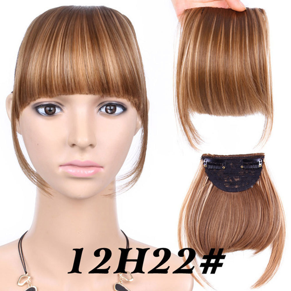 Synthetic Bangs Hair Clip In Extensions Natural Fringe Bangs Clip In Front Neat Flat Bang One Piece Straight Hairpiece For Women