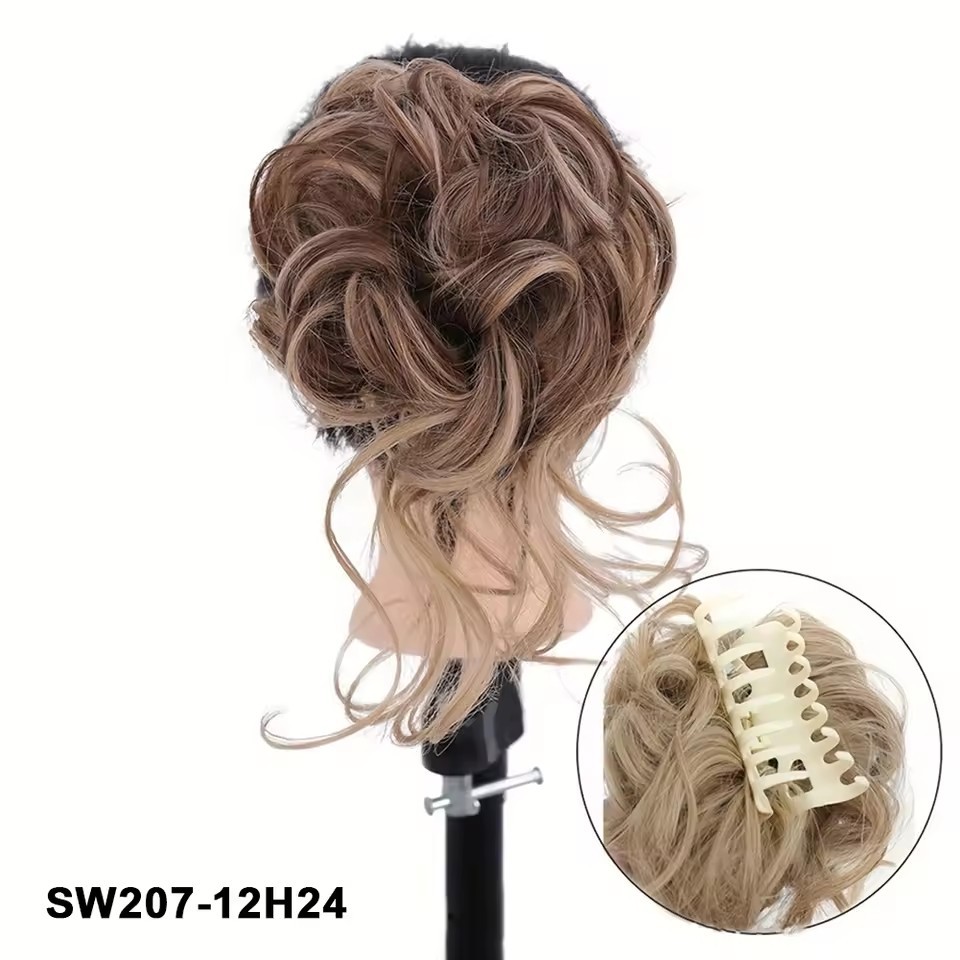Synthetic Claw Chignon Women Messy Curly Fluffy Hair Bun Clip in Ponytail Hair Extensions Natural False Hairpieces