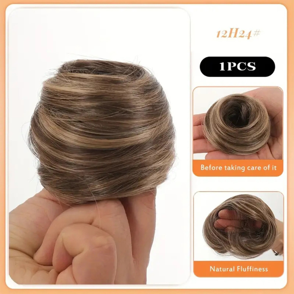 Synthetic Chignon Elastic Rubber Band Fake Hair Bun Clip in on Hair Tail Extension Updo Hair Piece Ponytail For Women