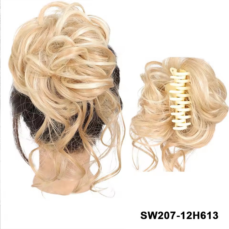 Synthetic Claw Chignon Women Messy Curly Fluffy Hair Bun Clip in Ponytail Hair Extensions Natural False Hairpieces