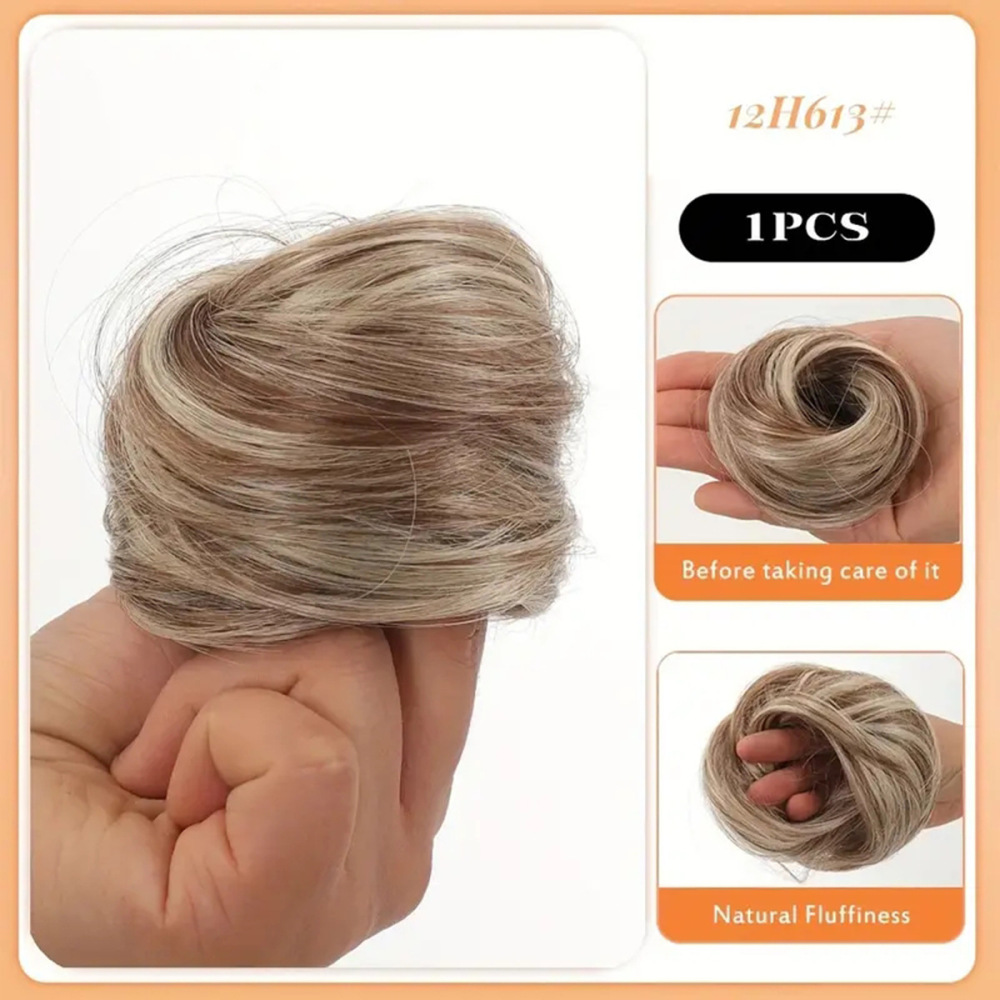 Synthetic Chignon Elastic Rubber Band Fake Hair Bun Clip in on Hair Tail Extension Updo Hair Piece Ponytail For Women