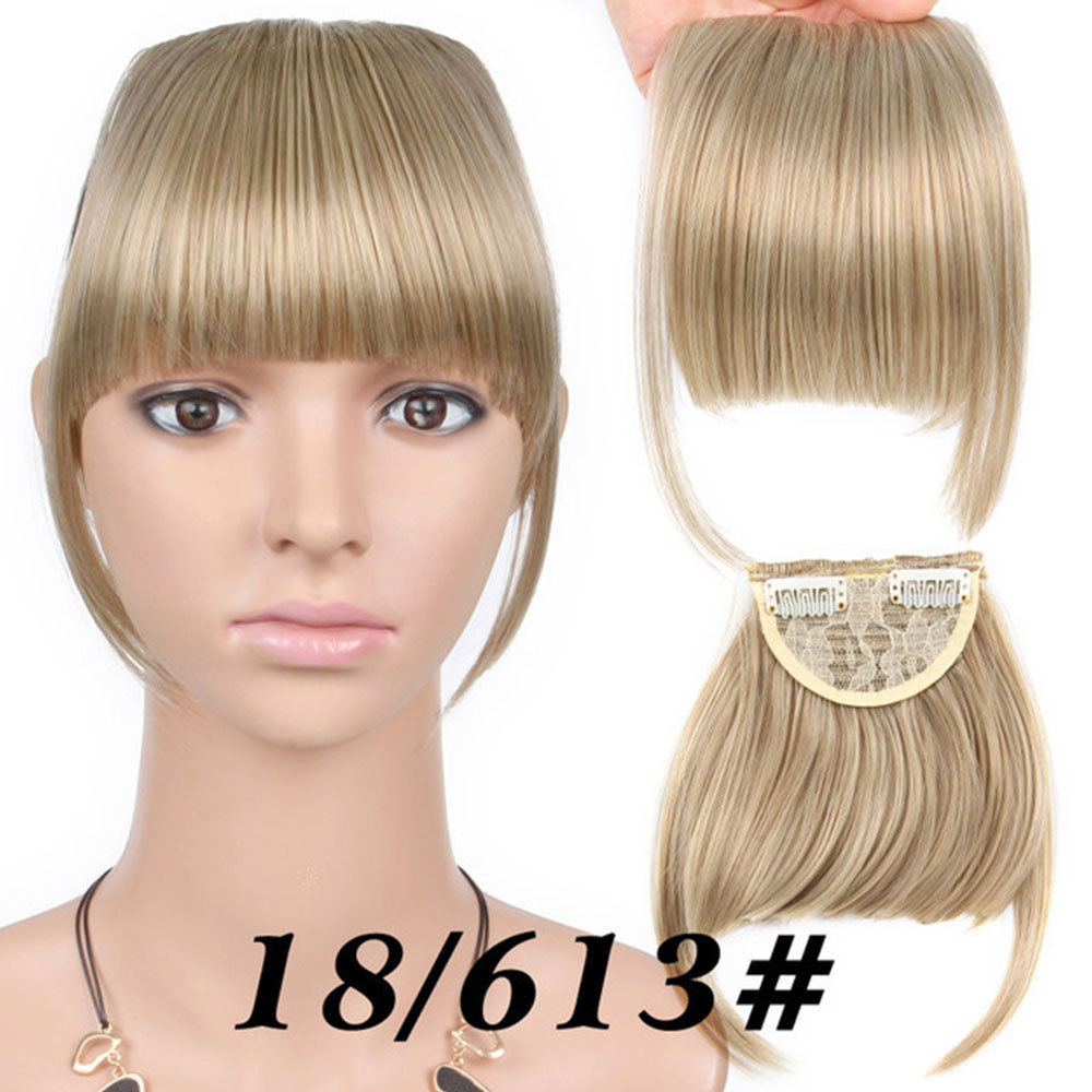 Synthetic Bangs Hair Clip In Extensions Natural Fringe Bangs Clip In Front Neat Flat Bang One Piece Straight Hairpiece For Women