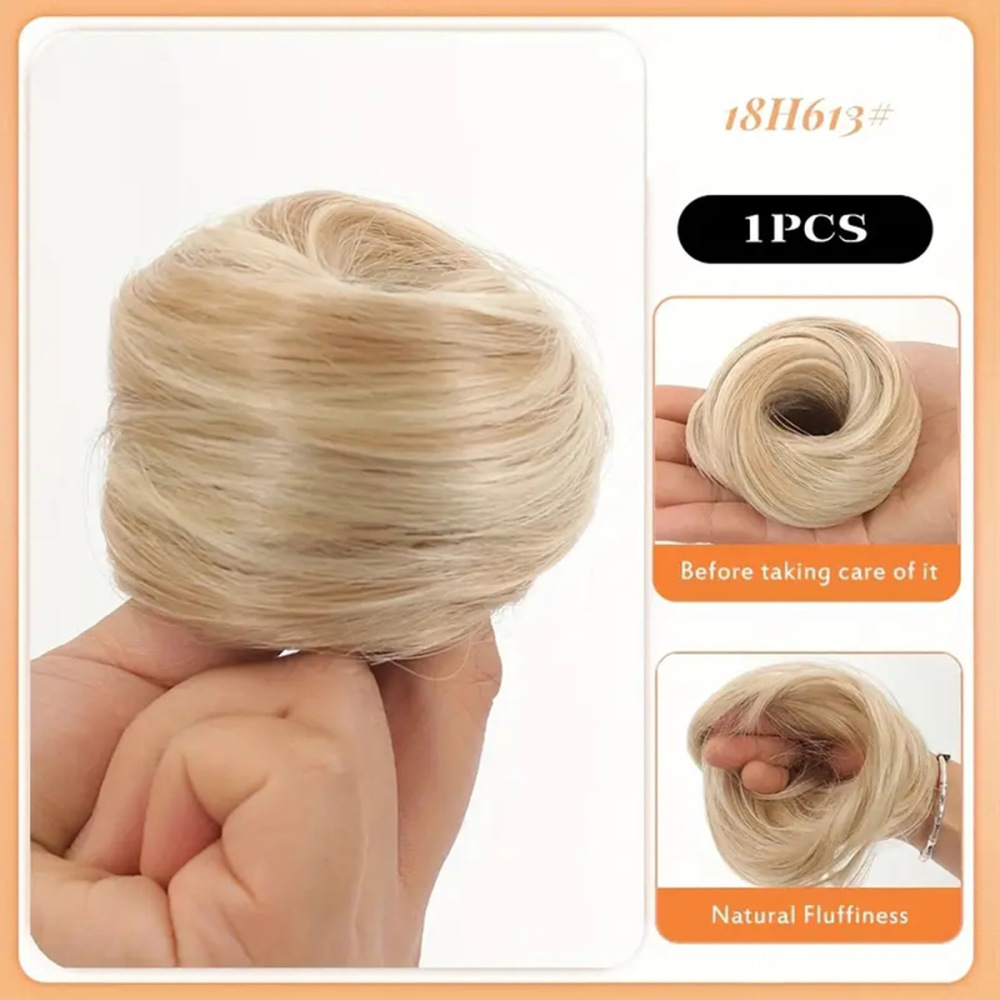 Synthetic Chignon Elastic Rubber Band Fake Hair Bun Clip in on Hair Tail Extension Updo Hair Piece Ponytail For Women