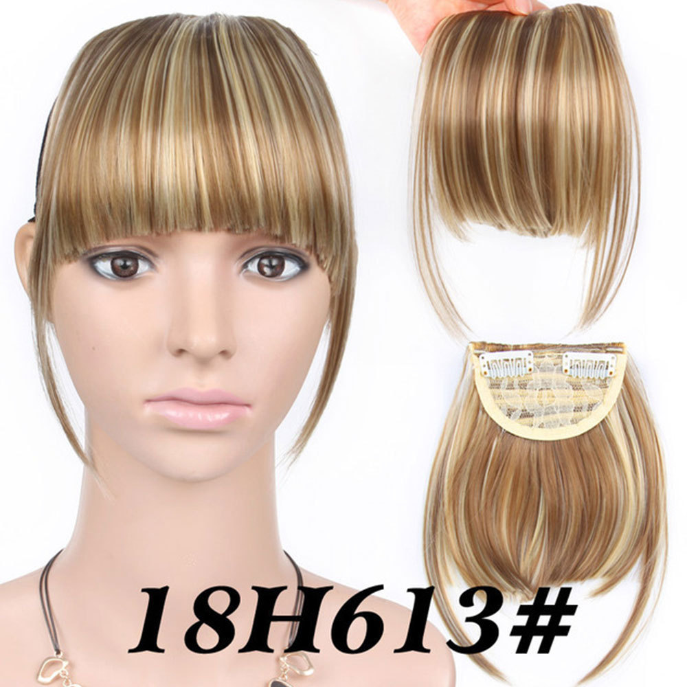 Synthetic Bangs Hair Clip In Extensions Natural Fringe Bangs Clip In Front Neat Flat Bang One Piece Straight Hairpiece For Women