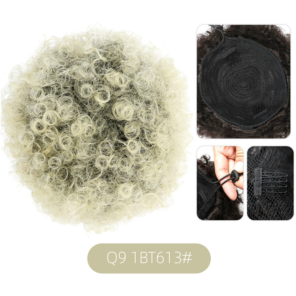 Afro Fiber Explosion Head Wig Hair Pack Women Fluffy Wool Curl Headscarf African drawstring style synthetic Hair Bun