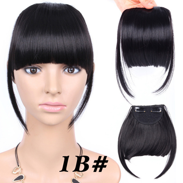 Synthetic Bangs Hair Clip In Extensions Natural Fringe Bangs Clip In Front Neat Flat Bang One Piece Straight Hairpiece For Women