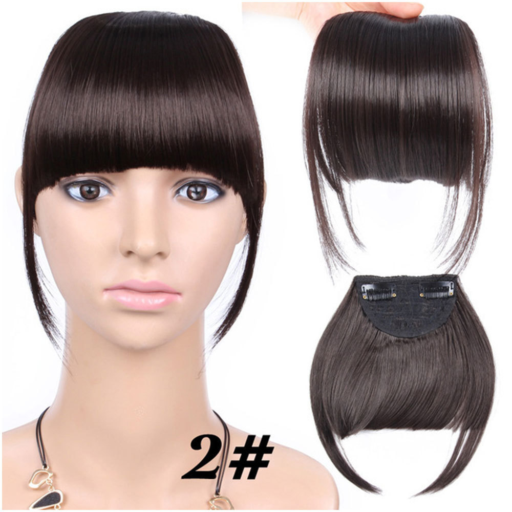Synthetic Bangs Hair Clip In Extensions Natural Fringe Bangs Clip In Front Neat Flat Bang One Piece Straight Hairpiece For Women
