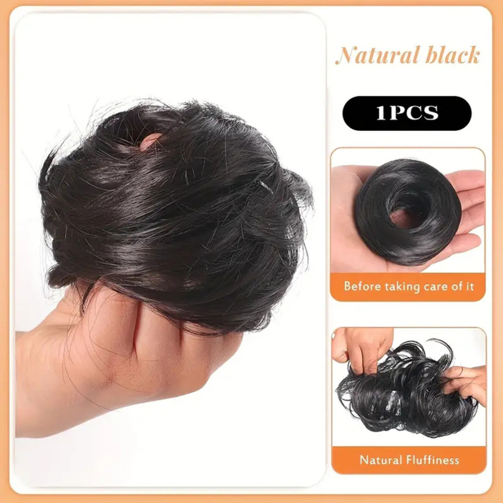 Synthetic Chignon Elastic Rubber Band Fake Hair Bun Clip in on Hair Tail Extension Updo Hair Piece Ponytail For Women