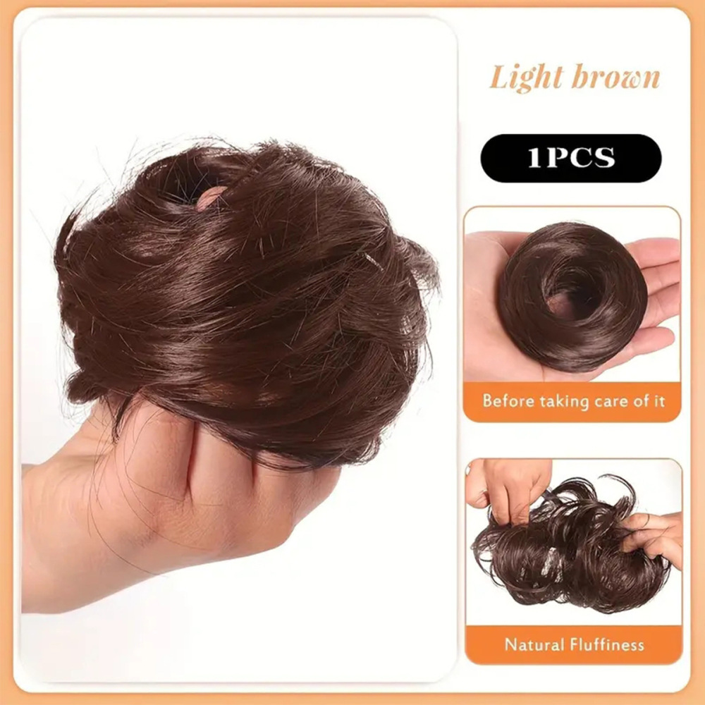 Synthetic Chignon Elastic Rubber Band Fake Hair Bun Clip in on Hair Tail Extension Updo Hair Piece Ponytail For Women
