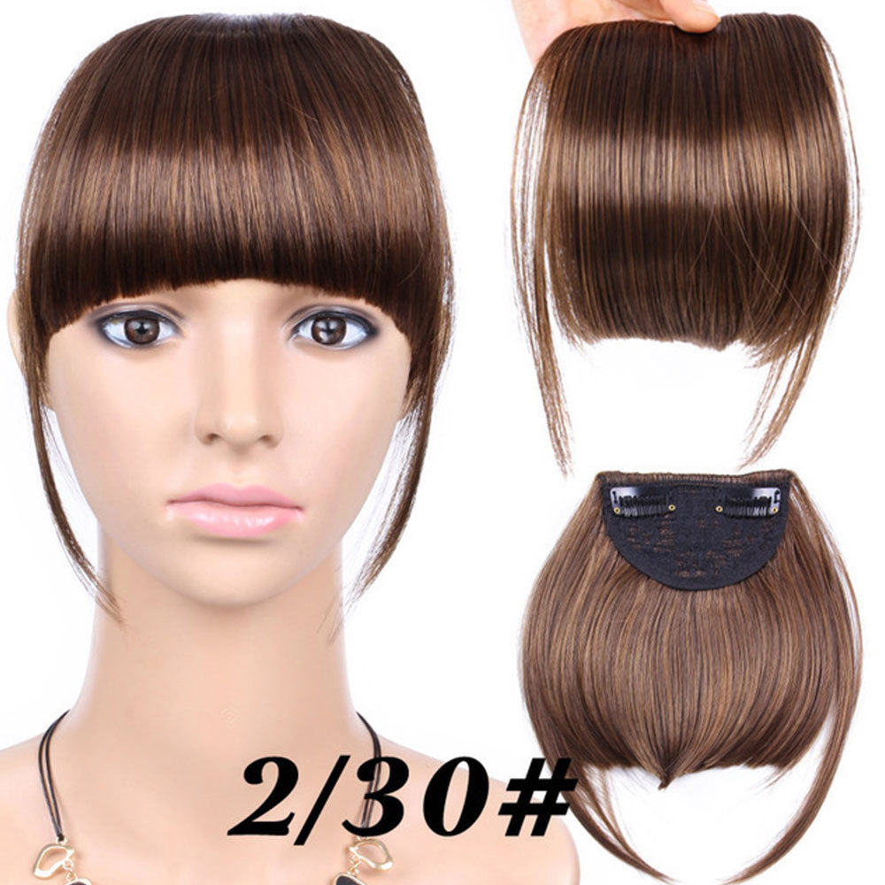 Synthetic Bangs Hair Clip In Extensions Natural Fringe Bangs Clip In Front Neat Flat Bang One Piece Straight Hairpiece For Women