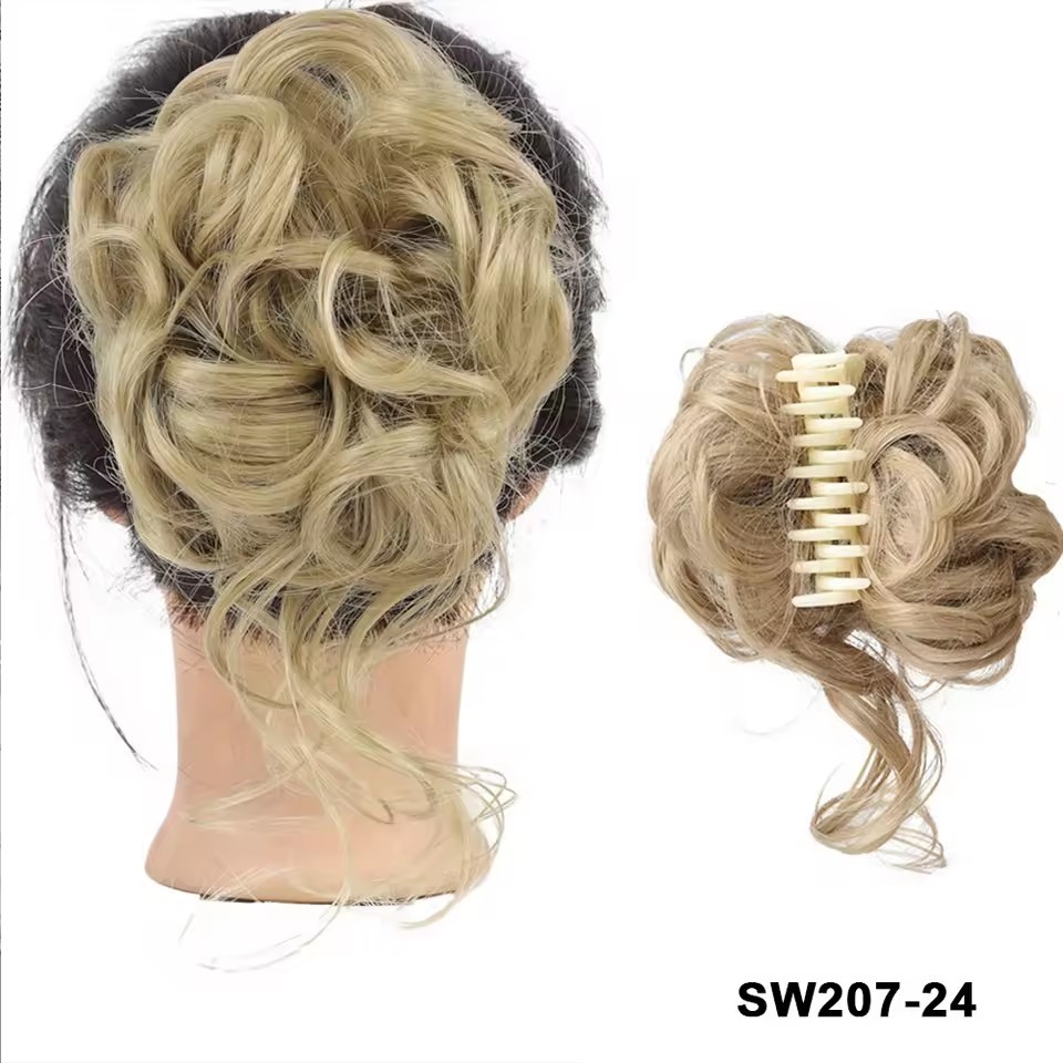 Synthetic Claw Chignon Women Messy Curly Fluffy Hair Bun Clip in Ponytail Hair Extensions Natural False Hairpieces