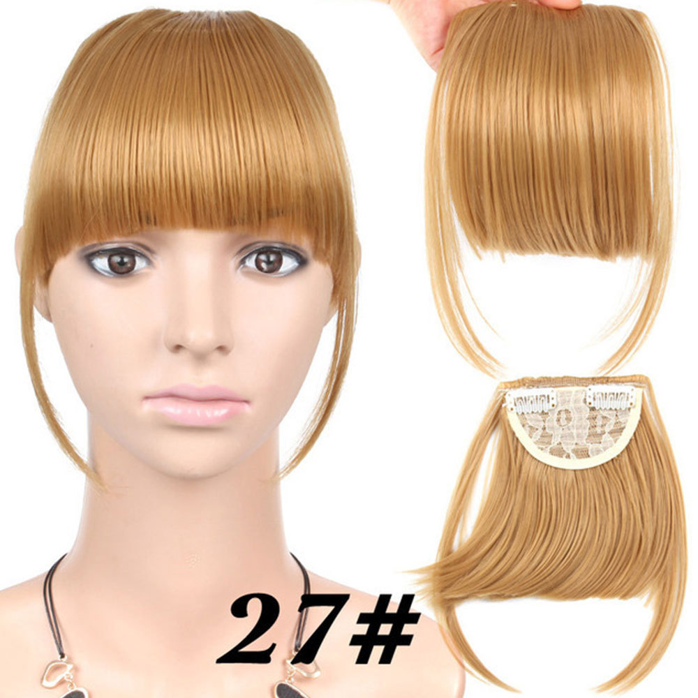 Synthetic Bangs Hair Clip In Extensions Natural Fringe Bangs Clip In Front Neat Flat Bang One Piece Straight Hairpiece For Women