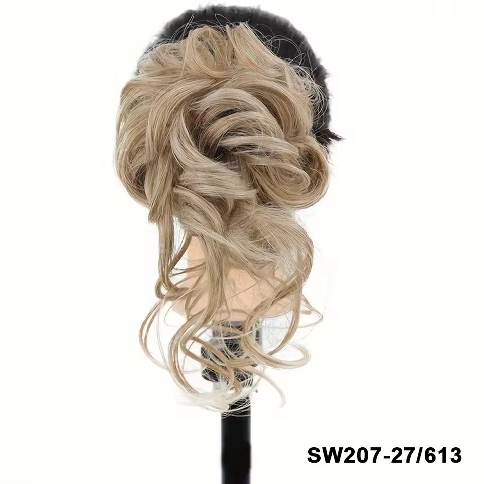Synthetic Claw Chignon Women Messy Curly Fluffy Hair Bun Clip in Ponytail Hair Extensions Natural False Hairpieces