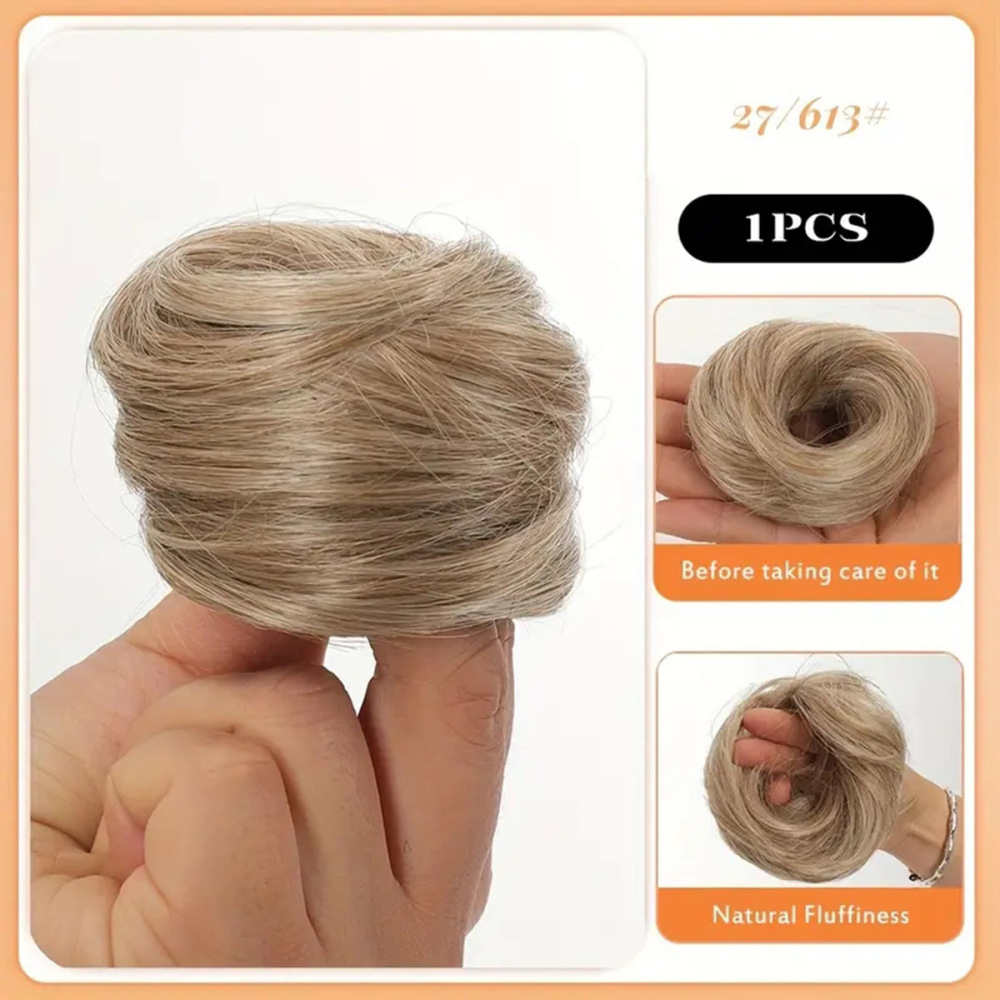 Synthetic Chignon Elastic Rubber Band Fake Hair Bun Clip in on Hair Tail Extension Updo Hair Piece Ponytail For Women