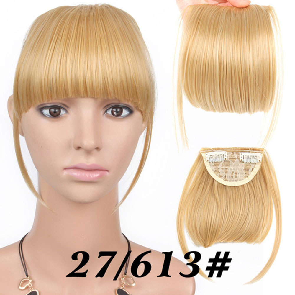 Synthetic Bangs Hair Clip In Extensions Natural Fringe Bangs Clip In Front Neat Flat Bang One Piece Straight Hairpiece For Women