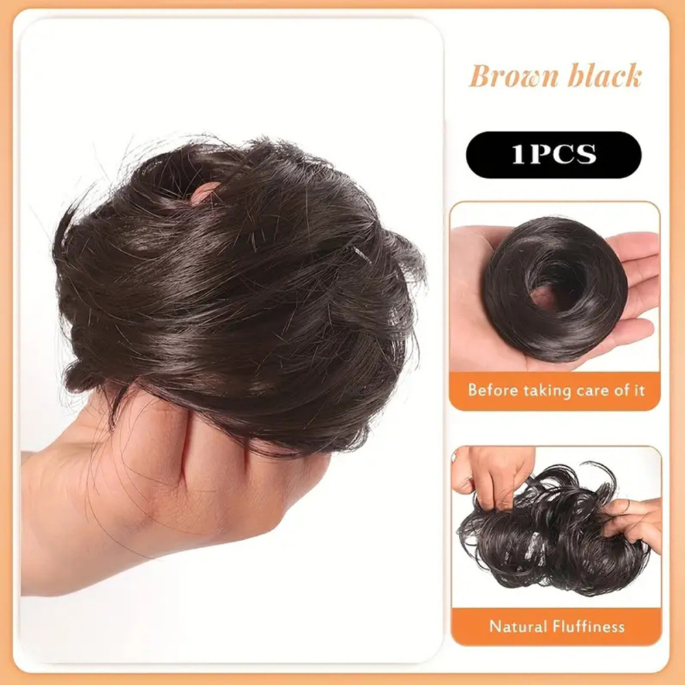 Synthetic Chignon Elastic Rubber Band Fake Hair Bun Clip in on Hair Tail Extension Updo Hair Piece Ponytail For Women
