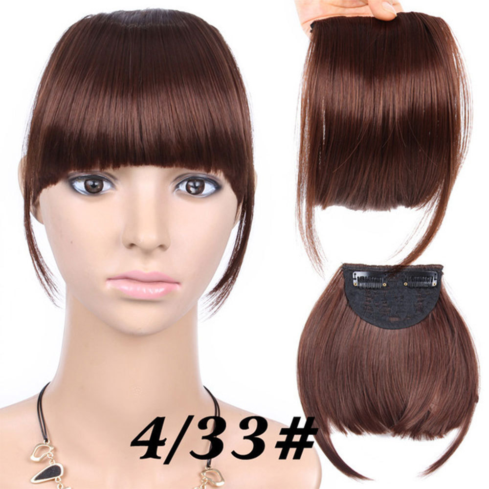 Synthetic Bangs Hair Clip In Extensions Natural Fringe Bangs Clip In Front Neat Flat Bang One Piece Straight Hairpiece For Women