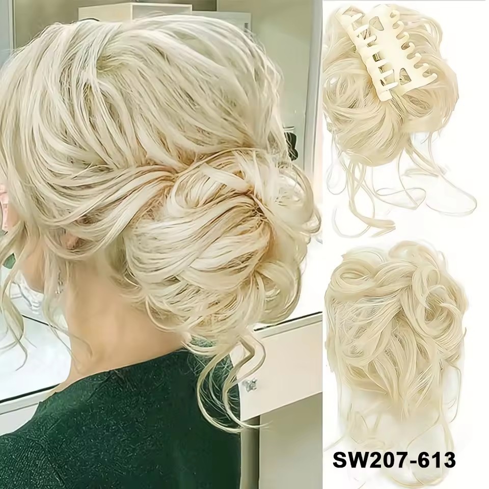 Synthetic Claw Chignon Women Messy Curly Fluffy Hair Bun Clip in Ponytail Hair Extensions Natural False Hairpieces