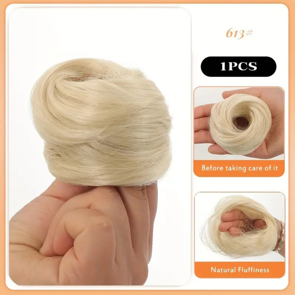 Synthetic Chignon Elastic Rubber Band Fake Hair Bun Clip in on Hair Tail Extension Updo Hair Piece Ponytail For Women