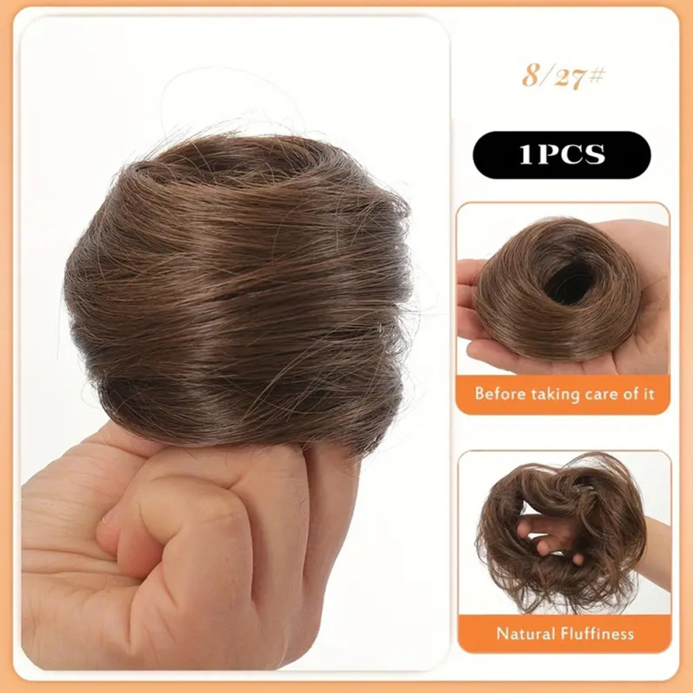 Synthetic Chignon Elastic Rubber Band Fake Hair Bun Clip in on Hair Tail Extension Updo Hair Piece Ponytail For Women