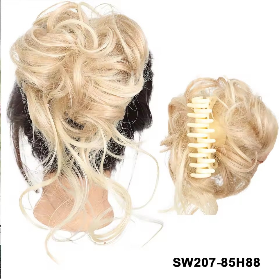 Synthetic Claw Chignon Women Messy Curly Fluffy Hair Bun Clip in Ponytail Hair Extensions Natural False Hairpieces