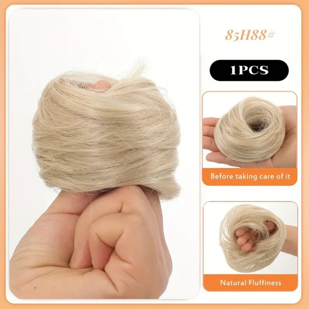 Synthetic Chignon Elastic Rubber Band Fake Hair Bun Clip in on Hair Tail Extension Updo Hair Piece Ponytail For Women