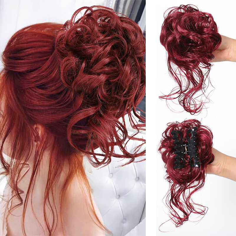 Synthetic Claw Chignon Women Messy Curly Fluffy Hair Bun Clip in Ponytail Hair Extensions Natural False Hairpieces