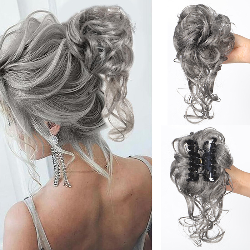 Synthetic Claw Chignon Women Messy Curly Fluffy Hair Bun Clip in Ponytail Hair Extensions Natural False Hairpieces