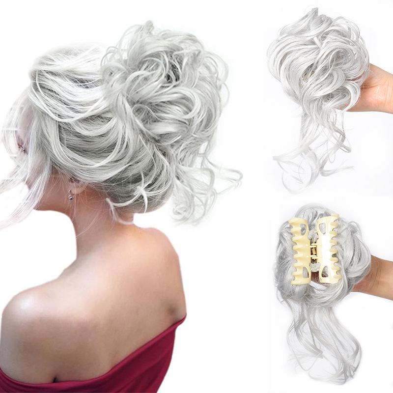 Synthetic Claw Chignon Women Messy Curly Fluffy Hair Bun Clip in Ponytail Hair Extensions Natural False Hairpieces