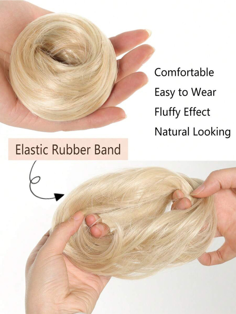 Synthetic Chignon Elastic Rubber Band Fake Hair Bun Clip in on Hair Tail Extension Updo Hair Piece Ponytail For Women