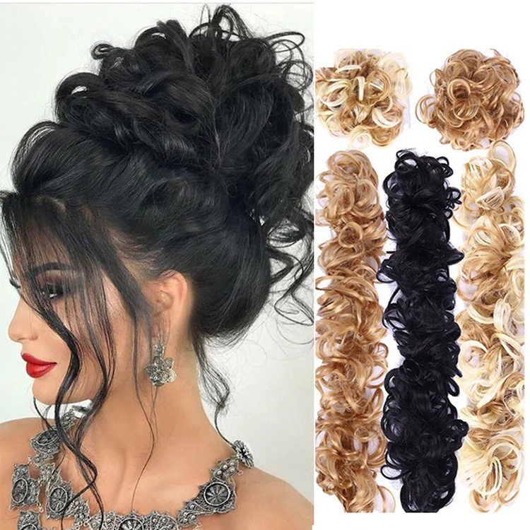 Messy Bun Hair Piece Curly Wavy Hair Bun Scrunchies Extensions Long Ponytail Extensions Ponytail DIY Wrap Around Bun Hair