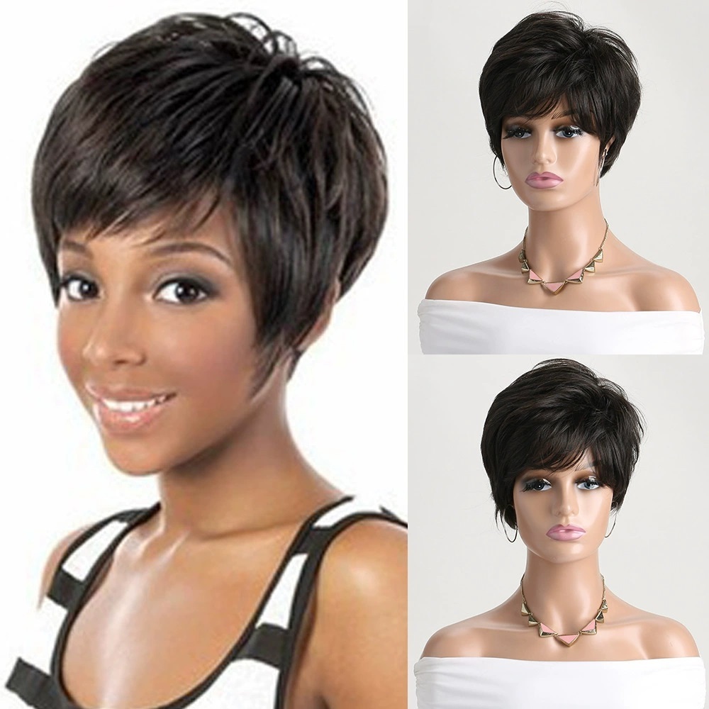 Natural Brown Pixie Cut  Synthetic Wig Synthetic Short Haircut  Straight  Wigs for Women Blonde Mix Brown  Wig Daily