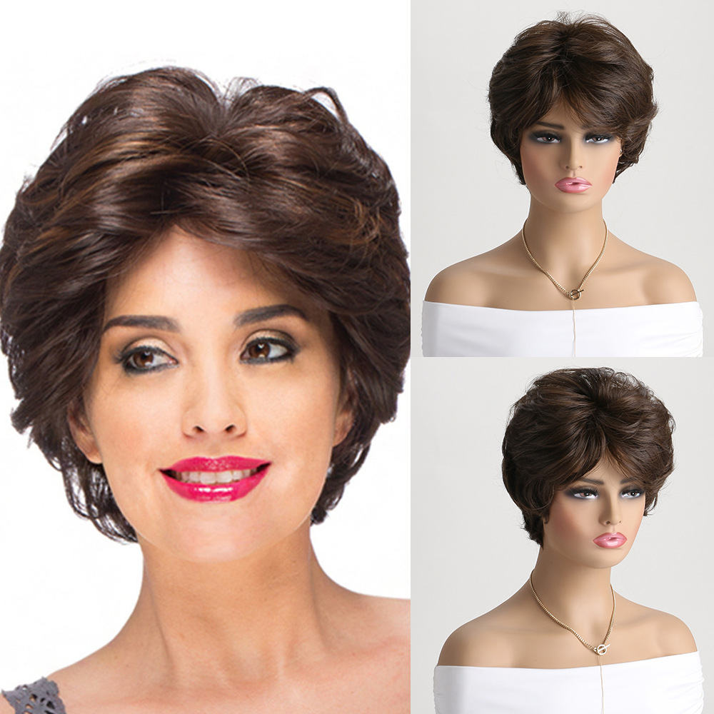 Natural Brown Pixie Cut  Synthetic Wig Synthetic Short Haircut  Straight  Wigs for Women Blonde Mix Brown  Wig Daily