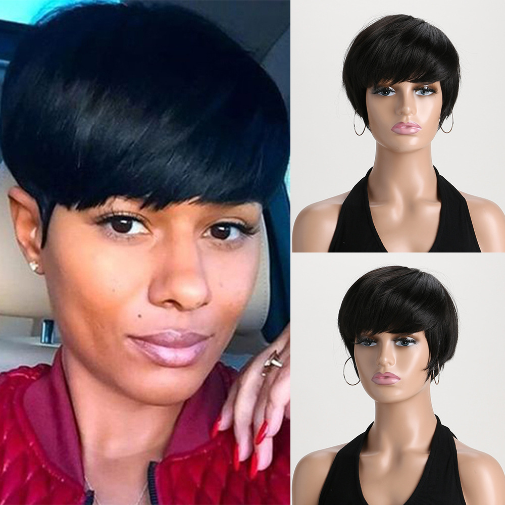 Natural Brown Pixie Cut  Synthetic Wig Synthetic Short Haircut  Straight  Wigs for Women Blonde Mix Brown  Wig Daily