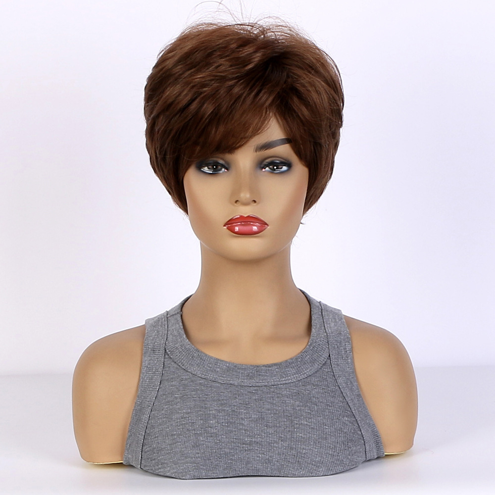 2025 Natural Brown Pixie Cut  Synthetic Wig Synthetic Short Haircut  Straight  Wigs for Women Blonde Mix Brown  Wig Daily