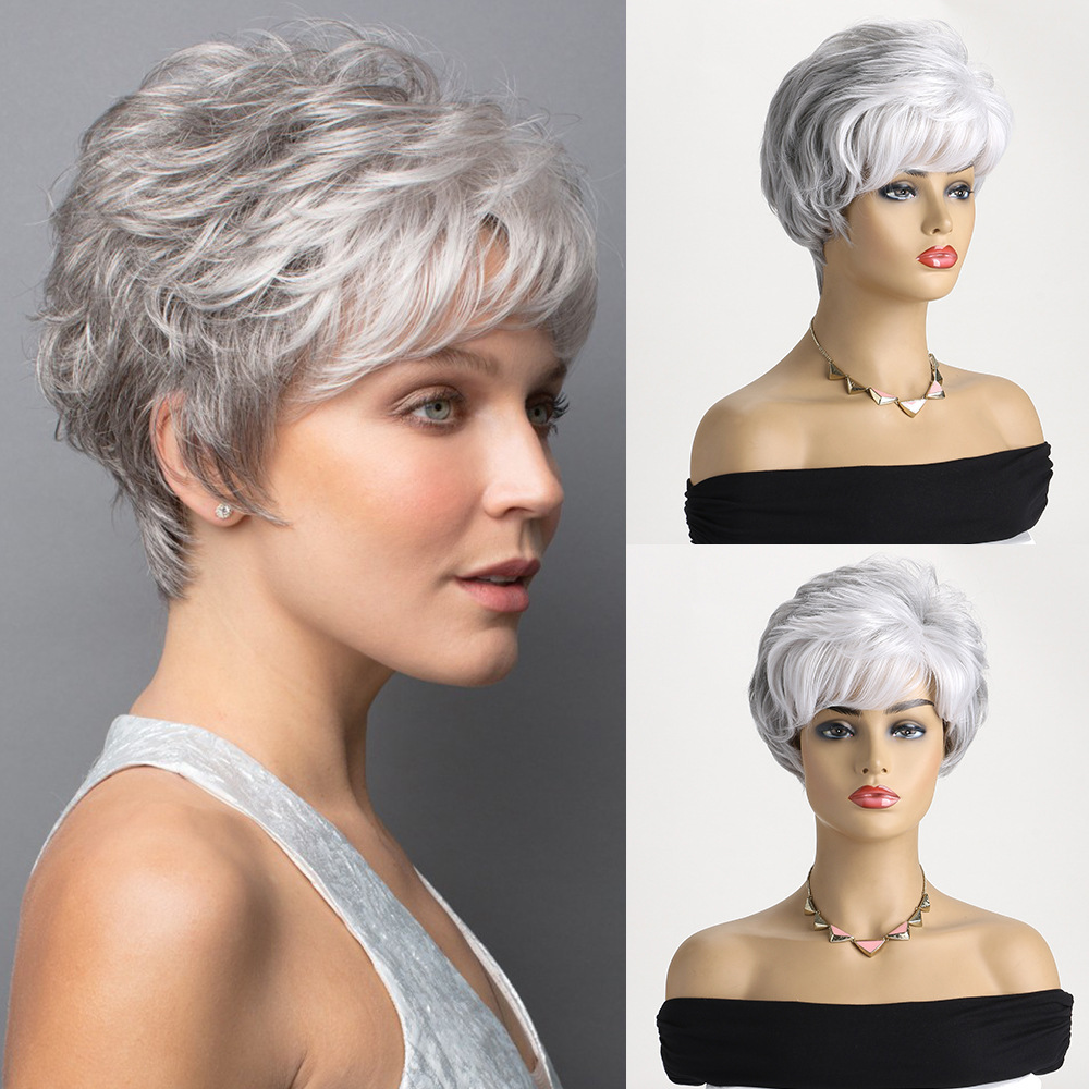 2025 Natural Brown Pixie Cut  Synthetic Wig Synthetic Short Haircut  Straight  Wigs for Women Blonde Mix Brown  Wig Daily