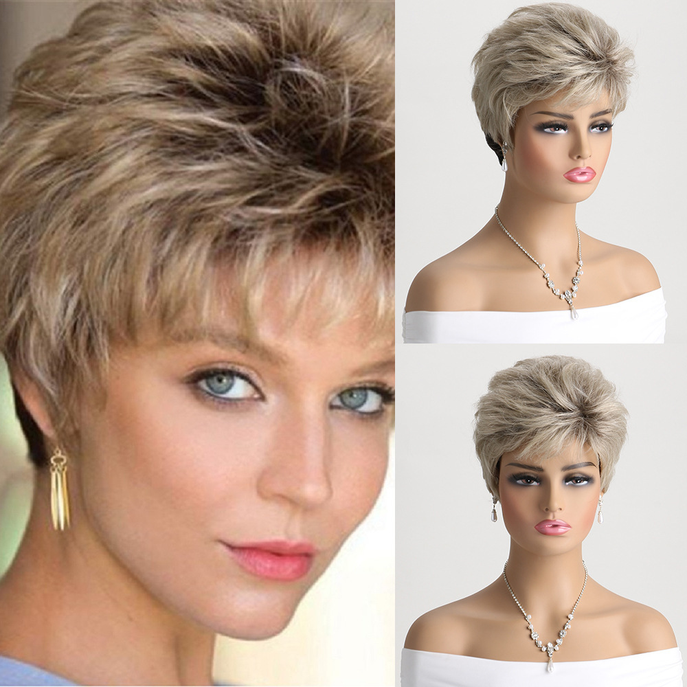 2025 Natural Short Pixie Cut Wig with Bangs Synthetic Mullet Head Wig for Women Dark Brown Straight Hair Daily Cosplay Use