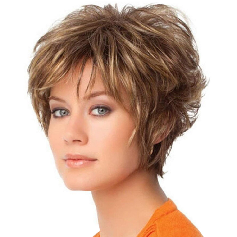 2025 Natural Short Pixie Cut Wig with Bangs Synthetic Mullet Head Wig for Women Dark Brown Straight Hair Daily Cosplay Use