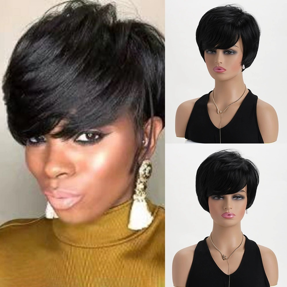 Brown Short Wigs  for White Women Layered Pixie Cut with Blonde Highlights Natural Looking Synthetic Wigs