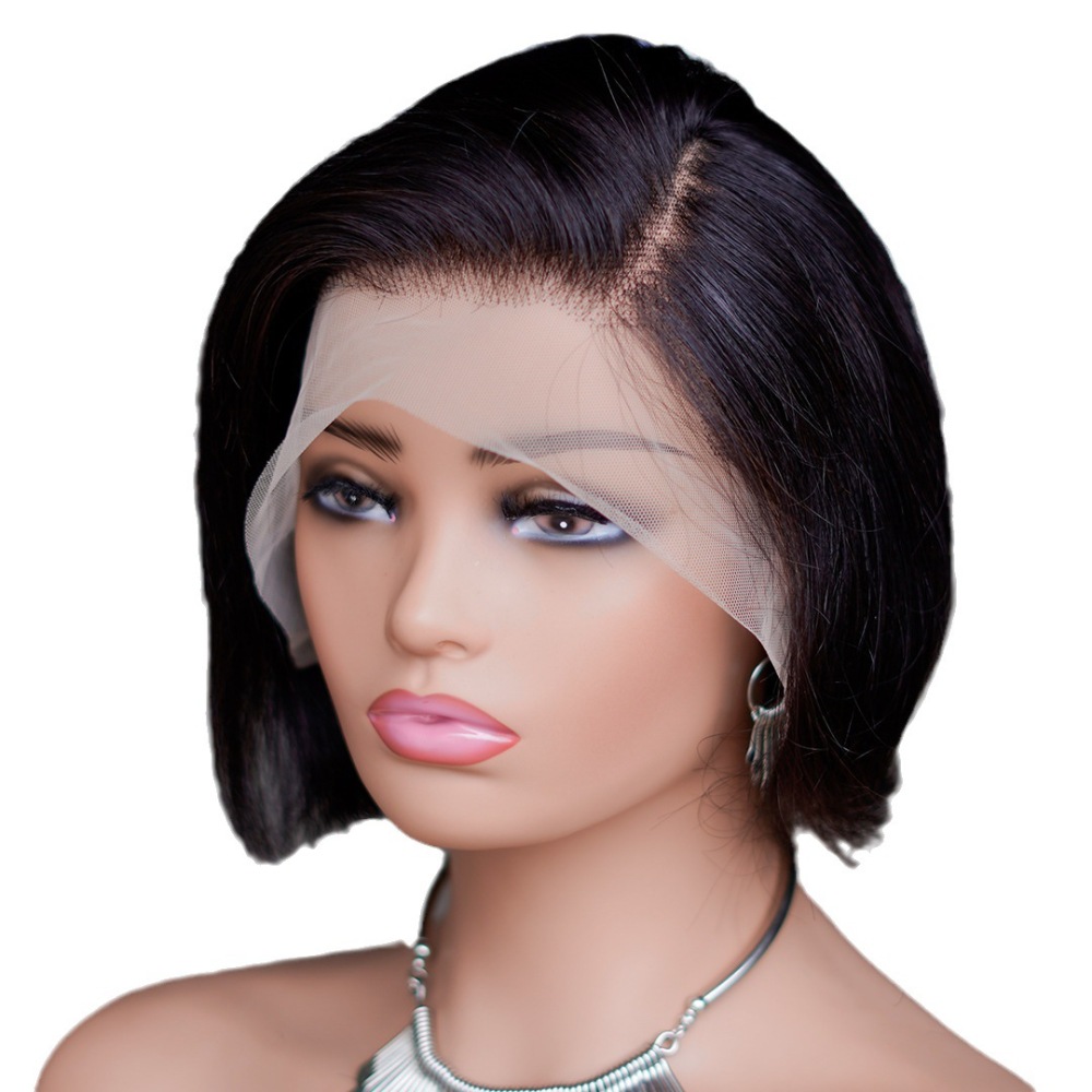 Natural Black Pixie Cut Short Lace Front Wigs Short Curly Human Hair Wigs HD Lace Wigs Plucked Bleached Knots Wigs For Black  Women