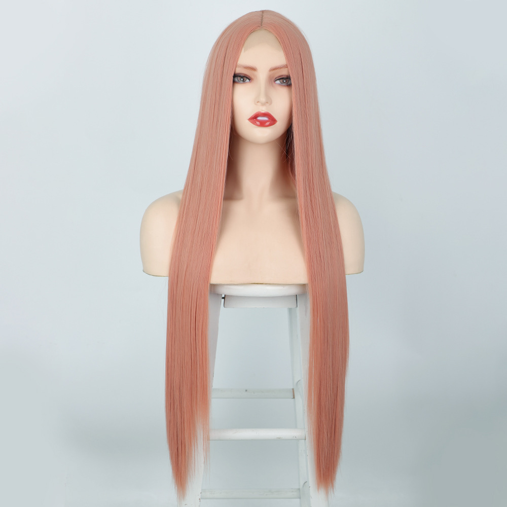 Long Ginger Straight Wig 32 Inch Middle Part Wig for Women Cosplay Blonde Synthetic Heat Resistant Straight Hair Wig