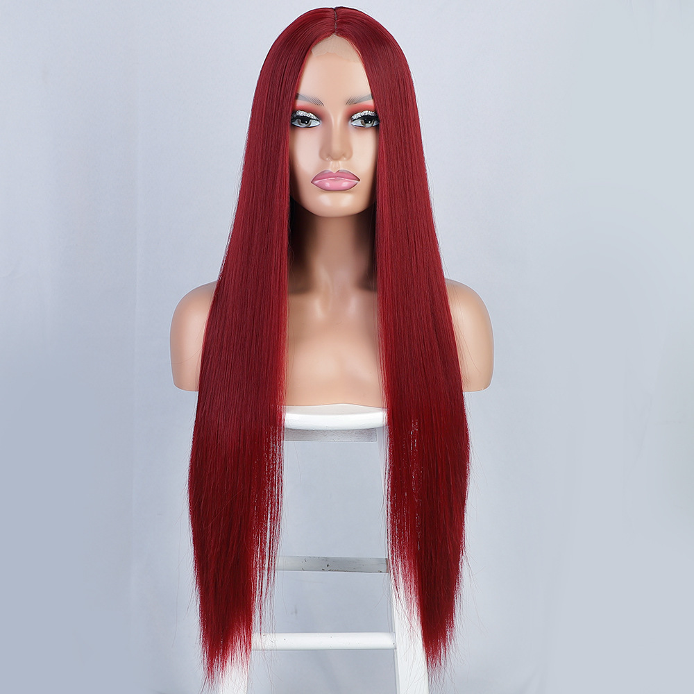 Long Ginger Straight Wig 32 Inch Middle Part Wig for Women Cosplay Blonde Synthetic Heat Resistant Straight Hair Wig