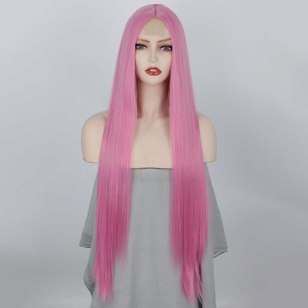 Long Ginger Straight Wig 32 Inch Middle Part Wig for Women Cosplay Blonde Synthetic Heat Resistant Straight Hair Wig